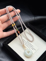 和田玉 尺寸 4.2mm 左右 搭配天然南紅 蜜蠟 碧玉 和田玉平安扣