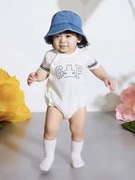 嬰兒裝|Logo純棉小熊印花圓領短袖包屁衣-奶白色