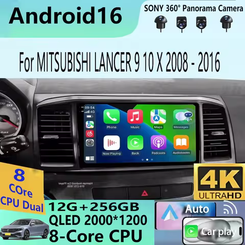 Android 16 Video Player For MITSUBISHI LANCER 9 10 X 2008 - 2016 9Inch Car Radio Stereo Audio GPS Pl
