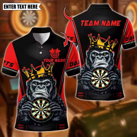 3D Print Gorilla Wolf Bull Polo Shirt For Men Customized Darts Pattern Tees Summer Loose Sport Short