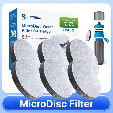 MicroDisc Water Filter Cartridge 6 Pack Activated Carbon Replacement for Brita Fill And Go Water Bot