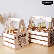Westcovina Wooden Beer Caddy Picnic Beer Carrier Box Beer Bottle Holder Vintage Style Tote for 4 or 