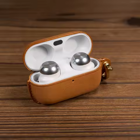 Genuine Leather For Technics EAH-AZ100 Case Leather Luxury Leather Protective Cover Case Black Brown