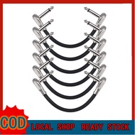 【LOCAL】ammoon 15cm/ 30cm Guitar Effect Pedal Instrument Patch Cable 1/4" Silver Right-angle Plug Bla