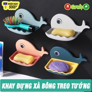 HAPPYHOUSE84 Wall Mounted Soap Tray – Cute Dolphin Shaped Soap Dispenser – 2 Drainage Tiers - Easy t
