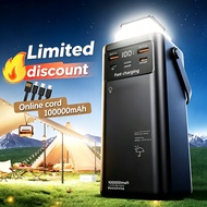 100000mah fast charging powerbank Large Capacity Camping Powerbank LED Light4 Outputs 66W PowerBank