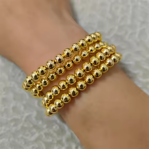 ESALE Fashion Women Bracelets Trendy Gold Plated Beads Bangles Beaded Bracelets Jewelry Accessories 