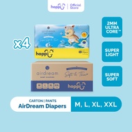 [CARTON] Hoppi AirDream Baby Diaper Pants M44/L38/XL32/XXL28 (4 Packs) 2mm Ultracore Technology