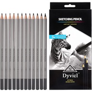 Dyvicl Professional Drawing Sketching Pencil Set - 12 Pieces Drawing Pencils 10B, 8B, 6B, 5B, 4B, 3B