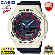 G-shock GMAS2100 นาฬิกาข้อมือสตรีแบบ สองเวลา แสดงผล 200M กันน้ำกันกระแทกไฟอัตโนมัติ LED แสดงเวลาโลก กีฬานาฬิกาข้อมือรับประกัน 4 ปี GMA-S2100WT-7A2