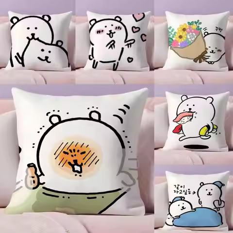 Japan Cute J-Joke Bear Christmas Pillow Case Plush Fabric Soft Double-Sided Printed Sofa Warm Winter