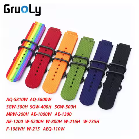 18mm Nylon Watch Strap For Casio AQ-S810W S800W SGW-300H/400H/500H MRW-200H AE-1000W AE-1300/1200 W-