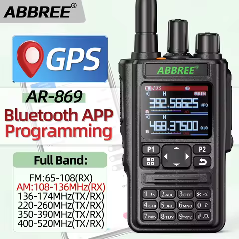 ABBREE AR-869 Walkie Talkie Full Band GPS Wireless Bluetooth Programming Frequency Type-C Long Range