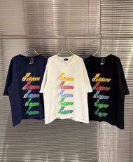 welldone moon 彩色漸變彈幕印花短袖T恤寬鬆半袖男女同款