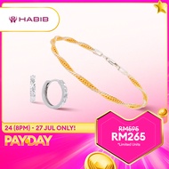 HABIB Bundle Set 925 Silver Earrings AG-X3NHUE1859-DC-2RD + 925 Silver Bracelet CJ-7-BR 51-Z