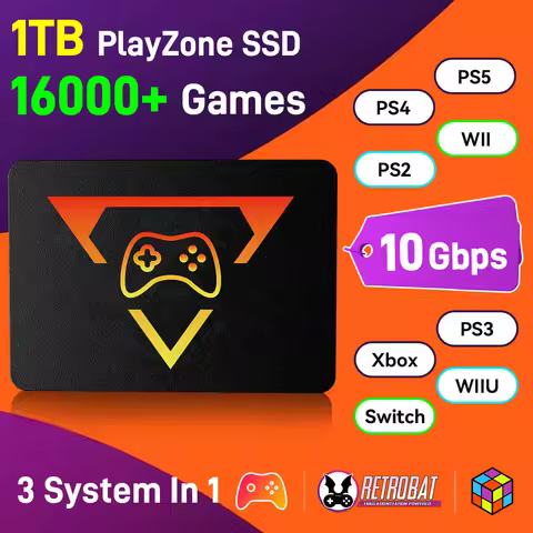 Portable Retro Game SSD PlayZone 1TB Launchbox/Playnite/Retrobat Emulator Game HDD For PS5/Xbox/Swit
