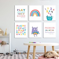 Alphabet Poster Digital Table Canvas Prints Nursery Art Children's Wall Art Picture for Living Room 