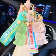 Creative Cartoon Crystal Bearbrick Keychain Transparent Car Bear Brick Key Ring Bag Wallet Keychain Pendant