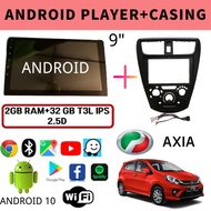 PERODUA AXIA 9" Inch Android 10 Car Android GPS Wifi Bluetooth Car Andriod Player With Casing