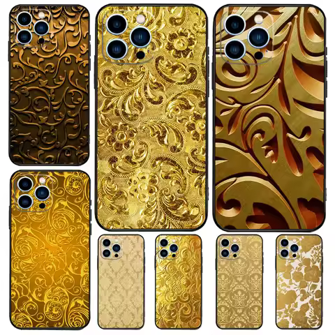 Gold Floral Pattern For OnePlus 13 12 11 9 10 Pro 8T 10T 12R 13R Case For OnePlus Nord 5 CE 2 3 4 Li