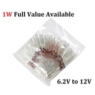 50PCS 1N4740A/10V 1N4741A/11V 1N4742A/12V 1N4735A/6V2 1N4736A/6V8 1N4737A/7V5 1N4738A/8V2 1W Zener D