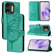 Phone Case For itel P55 5G itel P55+ P55 Plus Embossed Painted Butterfly Leather Case With Card Slot