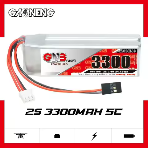 GAONENG 3300mAh 2S1P 7.4V 5C Lipo Battery With JR Plug For Airtronics/Sanwa MT-4 M11X M12 Transmitte