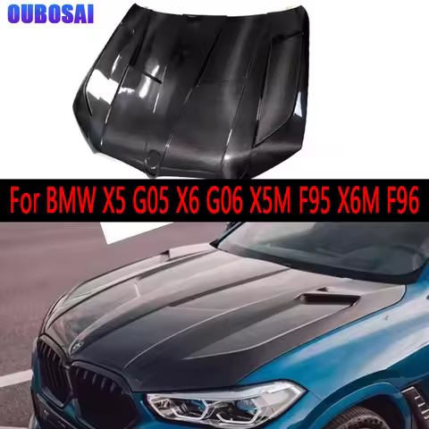 For BMW X5 G05 X6 G06 X5M F95 X6M F96 Carbon Fiber Hood Engine Cover Hood Car Headliner Hood Cutout 