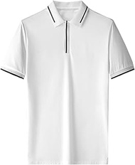 TYJKL Polo Shirt Men's Short-sleeved Mercerized Cotton Summer Ice Silk Thin Lapel T-shirt Casual (Color : White, Size : XXXL code)