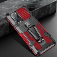 Casing Huawei P40 Pro Lite Luxury Armor Hybrid Belt Clip Shell Shockproof  Back Cover   Huawei P40 P30 Light Stand Coques