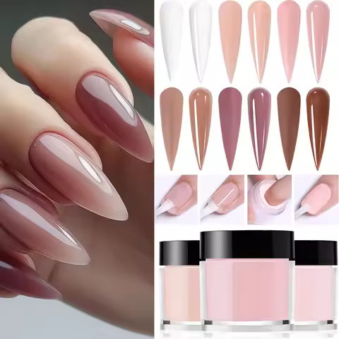 6Colors Acrylic Powder Nude Pink Series Nail Acrylic Powder Skin Tones Brown Neutral Nail Acrylic Po