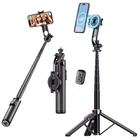 Magnetic Selfie Stick Tripod for iPhone, 51" Phone Tripod Stand Compatible with Magsafe Travel Tripo