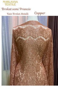 KAIN BROKAT PREMIUM SEMI PRANCIS METALIK COPPER LACE PANEL