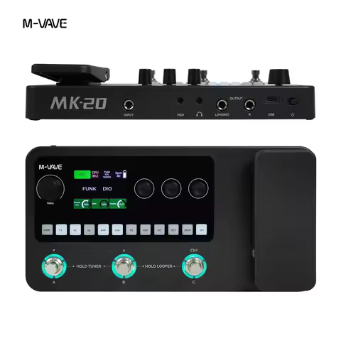 M-VAVE MK-20 Guitar/Bass Multi-Effects Processor Pedal, 20 Amp Models 100+ Effects w/Bluetooth, USB 