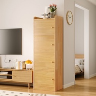 Living Room TV Cabinet Side Standing Cabinet Solid Wood Bookshelf Locker Integrated Storage Cabinet 
