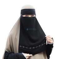 New Niqab Bandana Alhajr Sifon Jetblack Alsyahra Exclusive