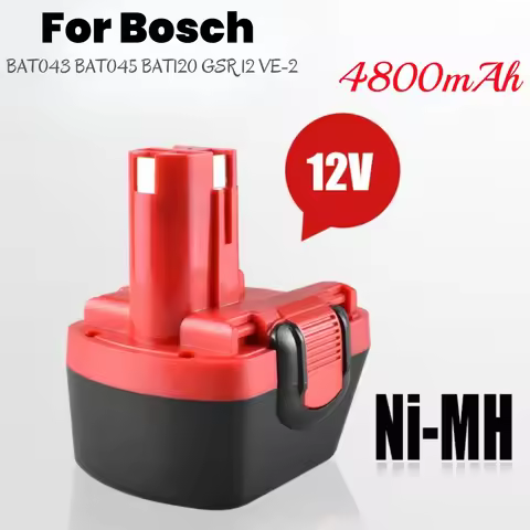 For Bosch BAT043 NI-MH 12V 4.8Ah Ni-MH Battery BAT043 BAT045 D70745 PSR 12 GSR 12 VE-2 GSB12 Recharg