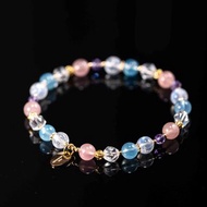 月光石粉水晶海藍寶手鍊 | 天然水晶客製禮物