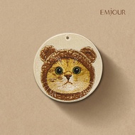 EMJOUR Double-Sided Embroidered Charm-Gold Gradient English Short | Cat Pet Souvenir Gift Cat Key Ri
