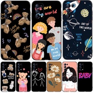 Case For OPPO RENO 5 PRO 5G Case Back Phone Cover Protective Soft Silicone Black Tpu fashion cute bear space