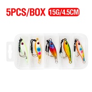 5Pcs Metal Jigging 7g/10g/15g/20g/30g/40g/60g 3D Eyes Jig Casting Bait With Double Assist Hook Slow 