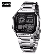 Velashop นาฬิกาข้อมือผู้ชายคาสิโอ ดิจิตอล Casio Digital สายสแตนเลส รุ่น AE-1200WHD-1AVDF, AE-12000WHD-1A, AE-1200WHD