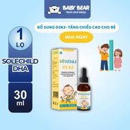 Solechild D3K2 - Supplement D3, K2, Help Grow Height, Strong Bones and Teeth for Children (15ml Bott