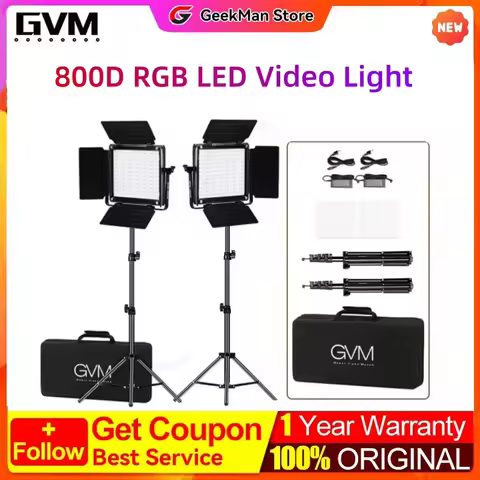 GVM 800D RGB LED Video Light 3200 to 5600K Film Video Shooting Lights Photography Camera Lighting Pa