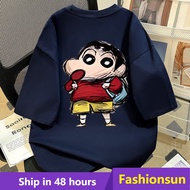 【Fashionsun】M-8XL T-Shirts Japanese Cartoon Crayon Shin chan School Pattern Print T-shirt cotton Wom
