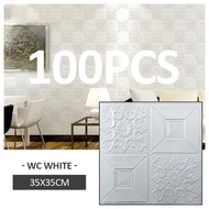 100pcs 38x35cm Wallpaper Brick 3D Wall Sticker Foam Self Adhesive Wall Decor