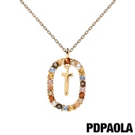 PDPAOLA I AM系列 圓圈字母鍍18K金彩鑽項鍊-T