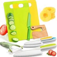 Kids Kitchen Knife Set - Montessori Cooking Toy Knives With Chopping Board,Plastic Knives Playset Fo