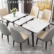 Sintered Stone Dining Table Set Extendable Marble Long Table And Chair