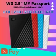 WD Western Digital My Passport 1TB | 2TB | 4TB | 5TB | 6TB Portable External Hard Disk USB 3.2 With 